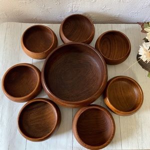 Vintage Teak salad bowls 8 piece set